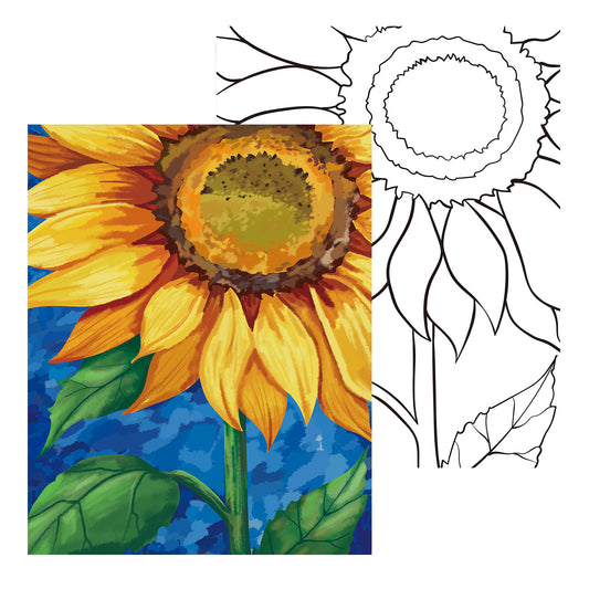 Sunflower Paint Party Kits Pre Drawn Canvas Paint and Sip for Adults