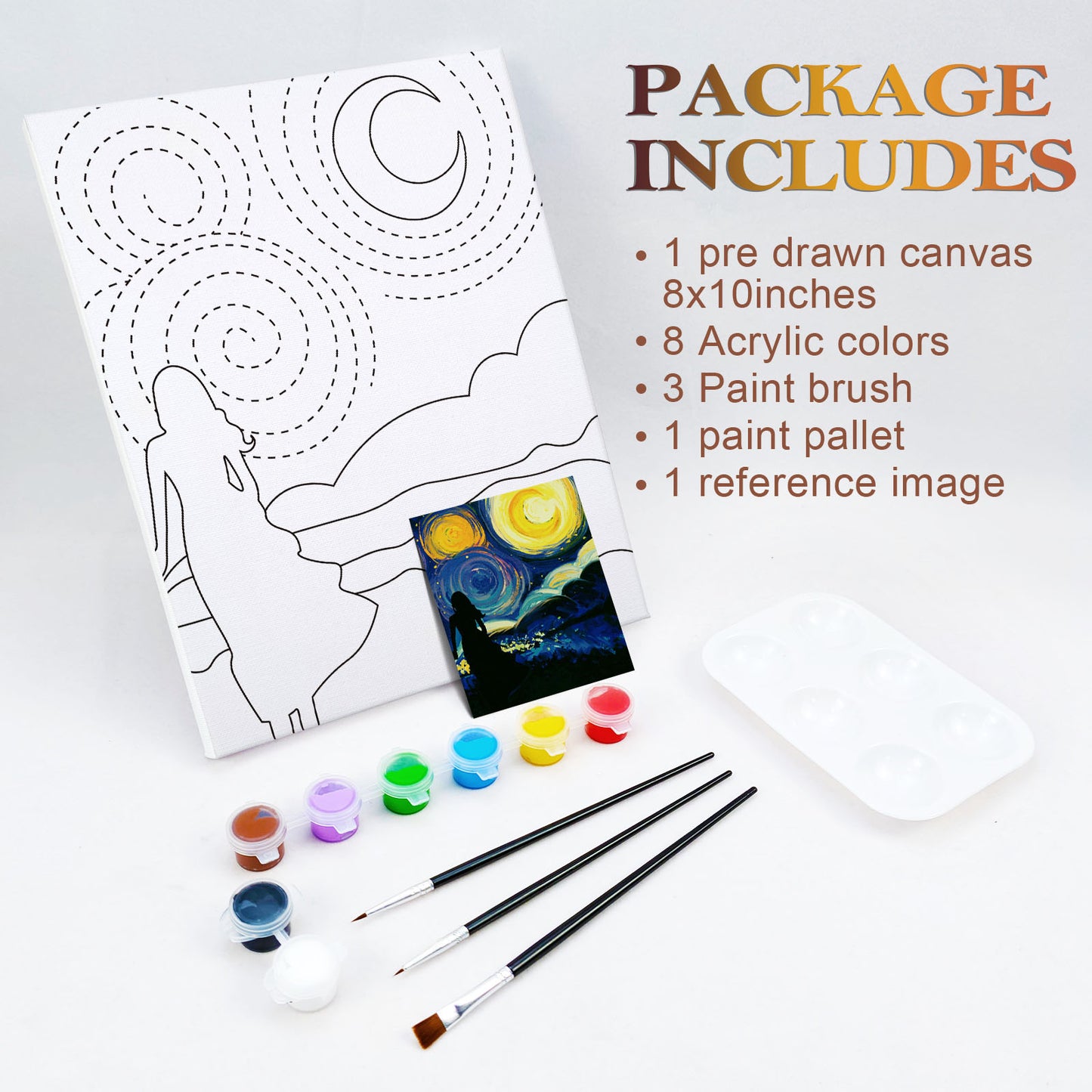 Starry Sky Couple Paint Party Kits Pre Drawn Canvas Paint and Sip for Adults