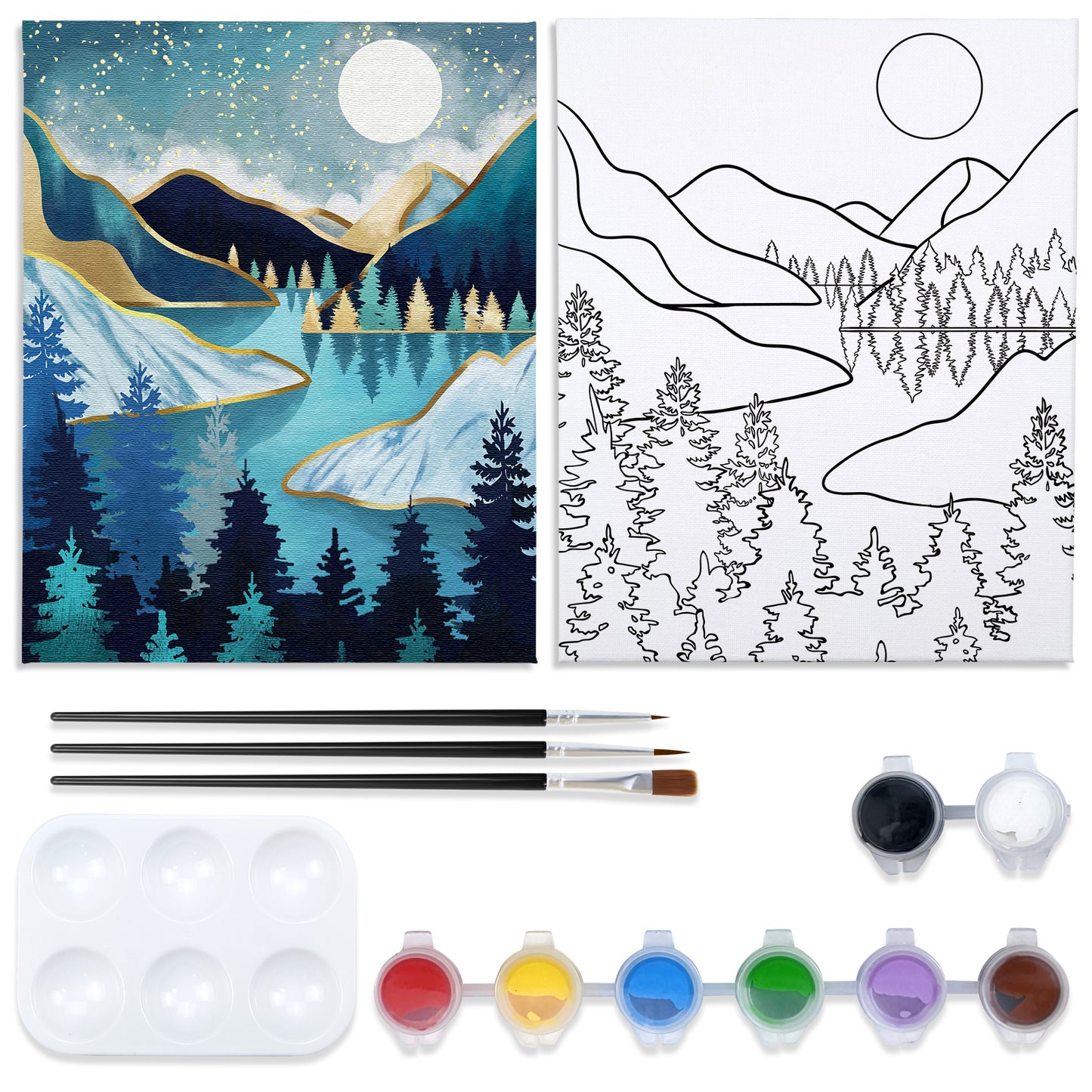 Moon Night Paint Party Kits Pre Drawn Canvas Paint and Sip for Adults