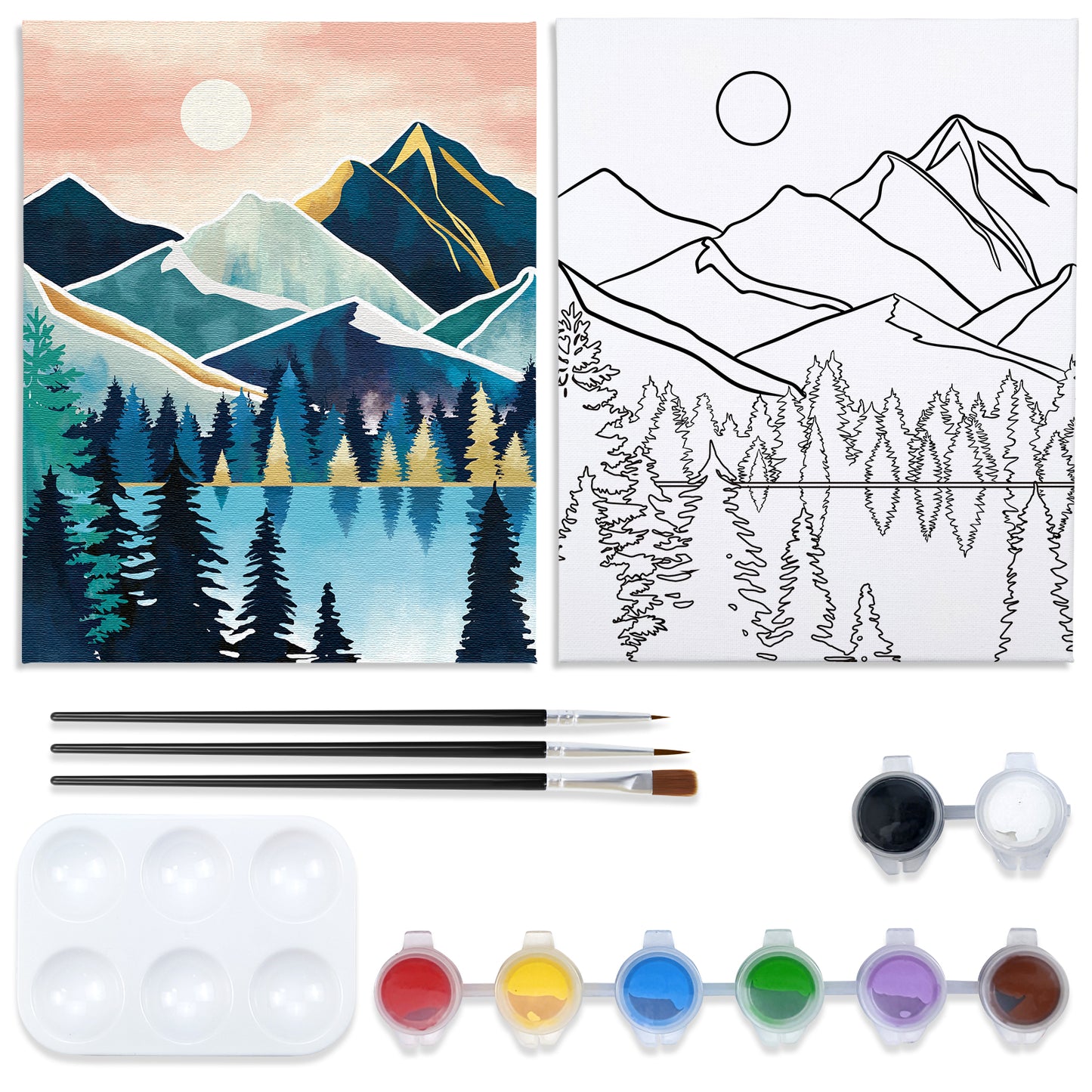 Moon Night Paint Party Kits Pre Drawn Canvas Paint and Sip for Adults
