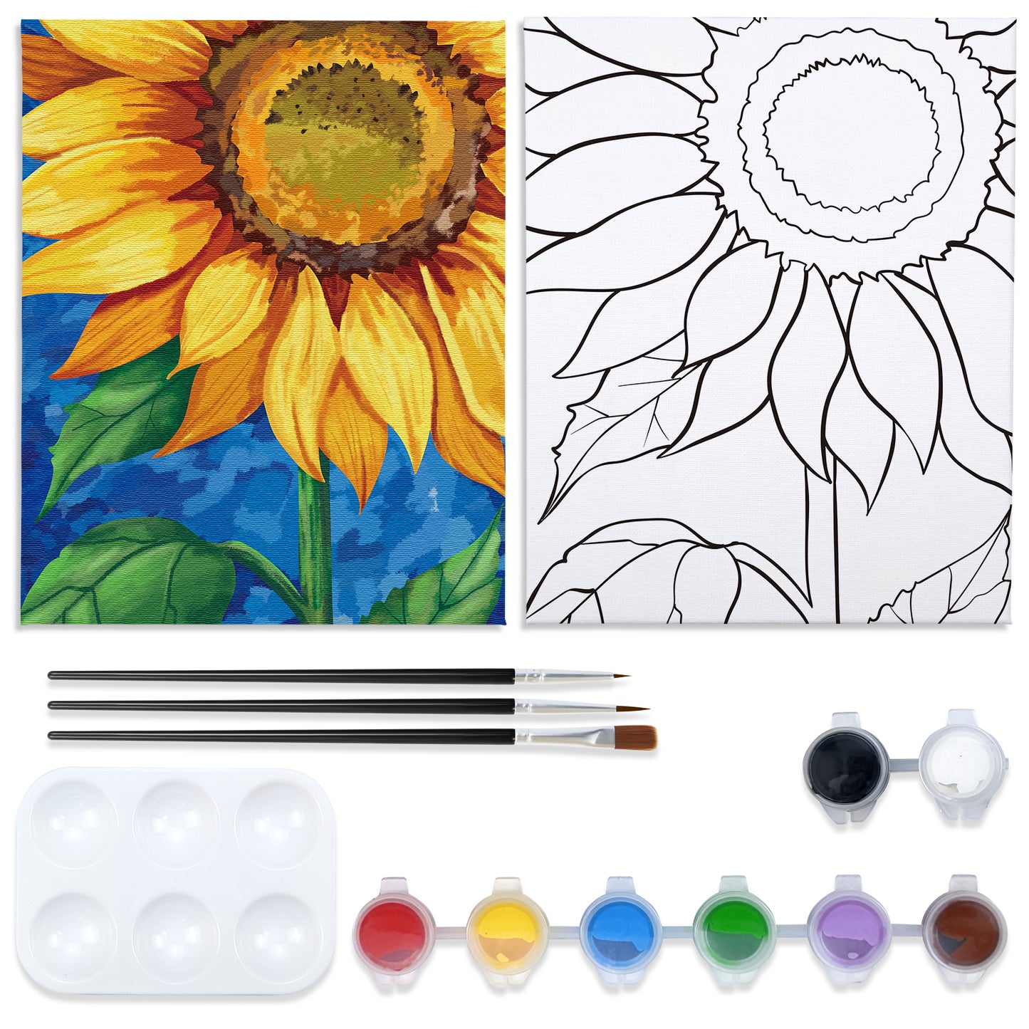 Sunflower Paint Party Kits Pre Drawn Canvas Paint and Sip for Adults