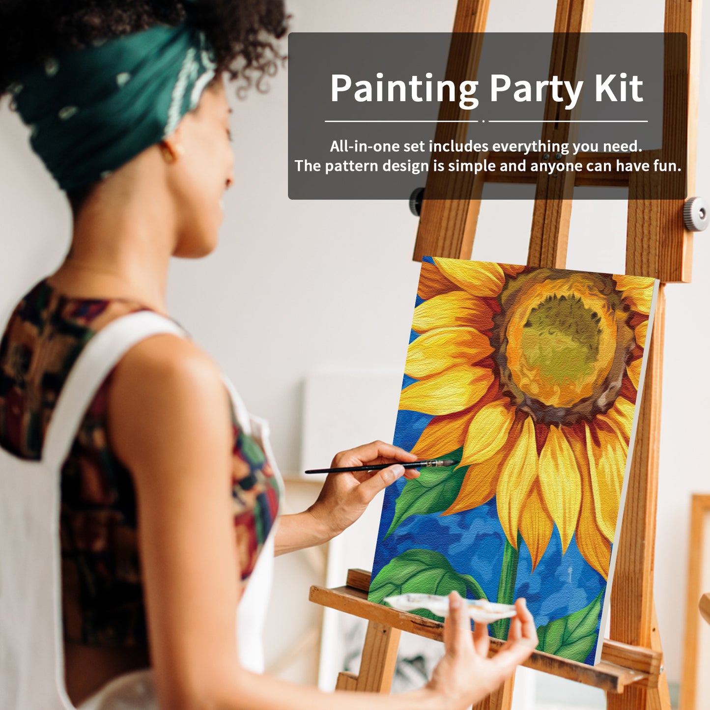 Sunflower Paint Party Kits Pre Drawn Canvas Paint and Sip for Adults