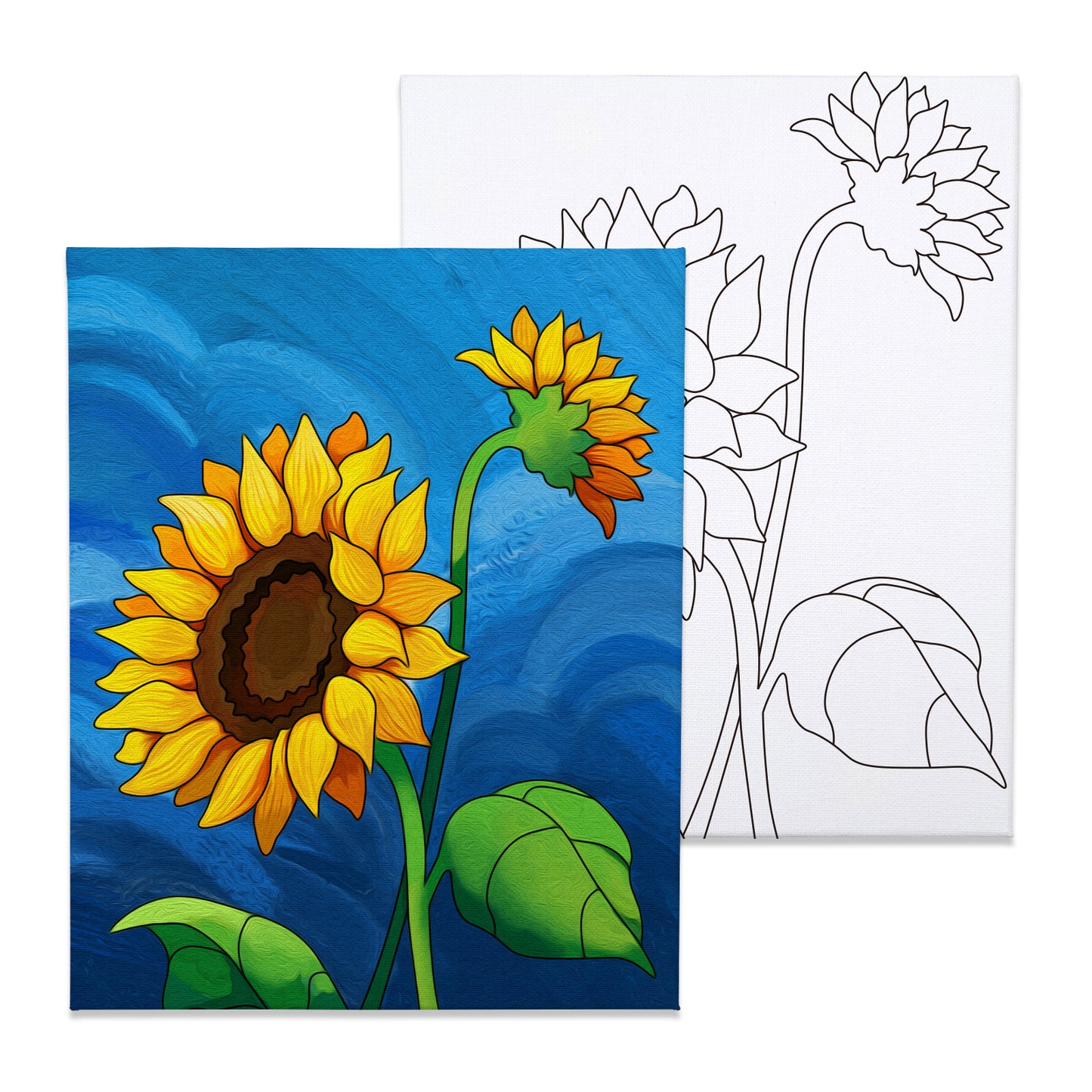 20 Pieces/4 Pack Pre Drawn Canvas Painting Kit Sunflower Fruit and Parrot  Pre Drawn Stretched Canvas Kit Adult Sip and Paint Party Favor 