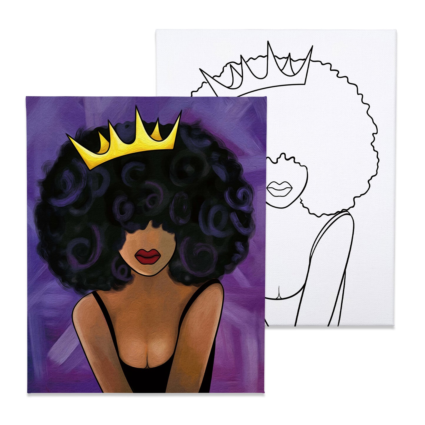 VOCHIC Canvas Painting Kit Pre Drawn Canvas for Painting for Adults Party  Party Kits Paint and Sip Party Supplies 8x10 Canvas to Paint Afro King