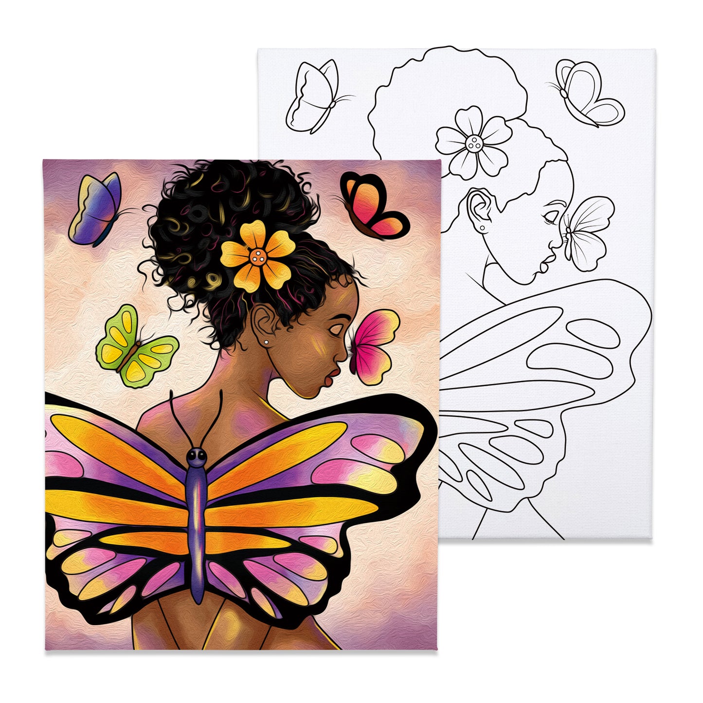 Butterfly Predrawn Canvas Outline Sketch, Presketched DIY Sip Paint Party  Kit, Girl Teen Woman Birthday Gift, Ready to Paint Your Own Canvas 