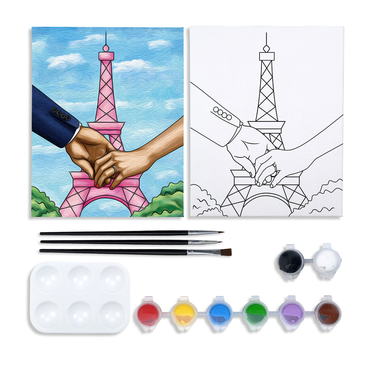 Hand in Hand Paint Party Kits Pre Drawn Canvas Paint and Sip for Adults