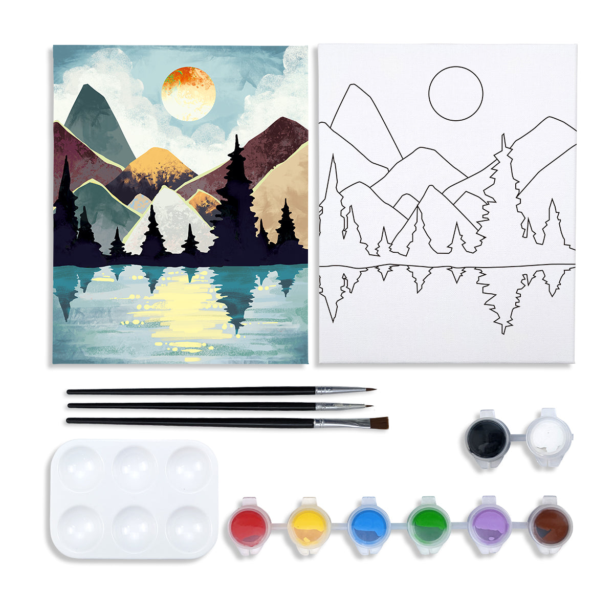 Moonlit Night Paint Party Kits Pre Drawn Canvas Paint and Sip for Adul