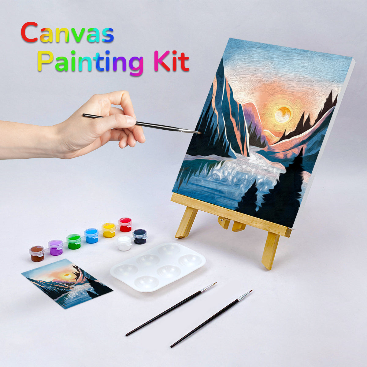  VOCHIC 4 Pack Canvas Painting Kit Pre Drawn Canvas for Painting  for Adults Party Kits Paint and Sip Party Supplies 8x10 Canvas to Paint  Paint Art Set