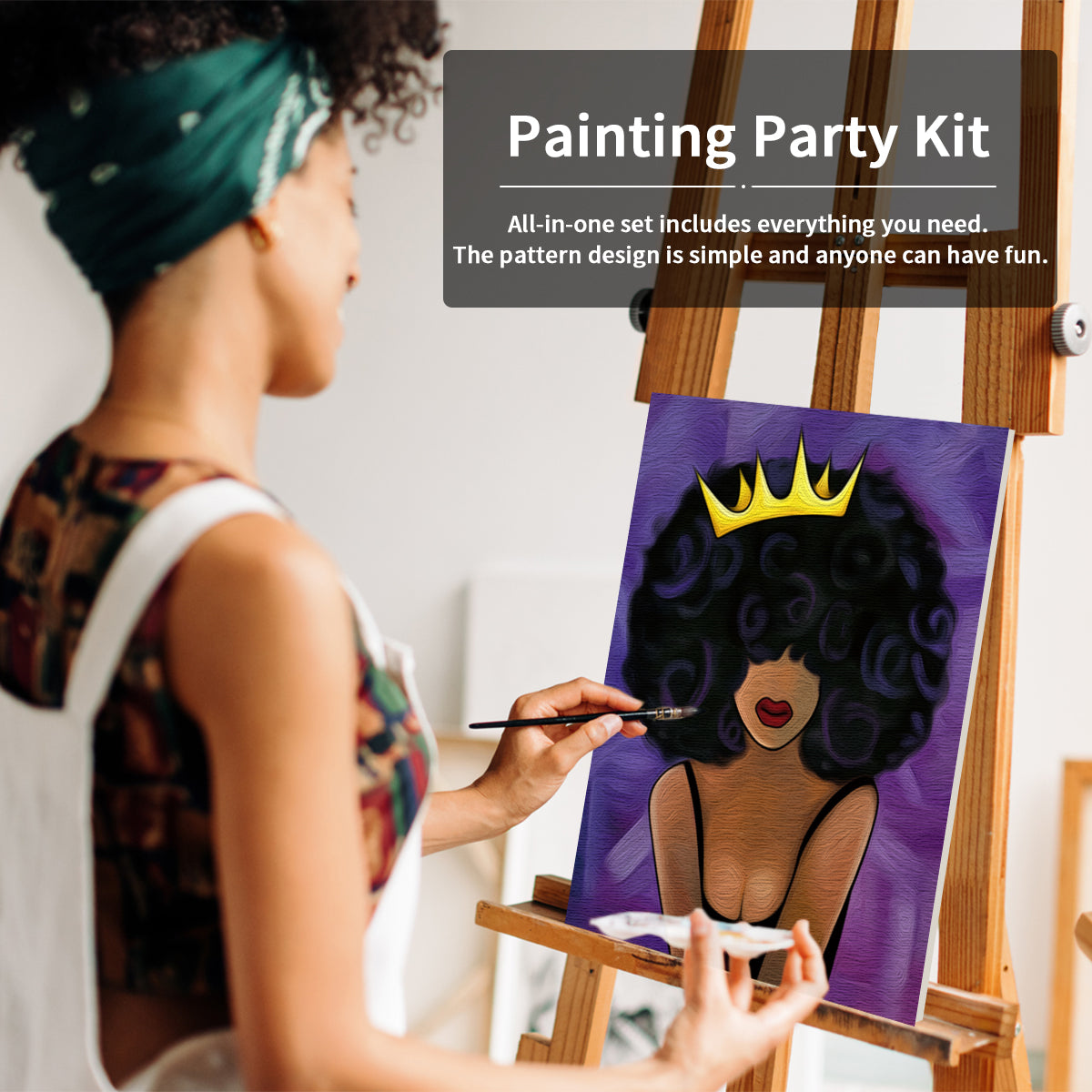 Queen Paint Party Kits Pre Drawn Canvas Paint and Sip for Adults