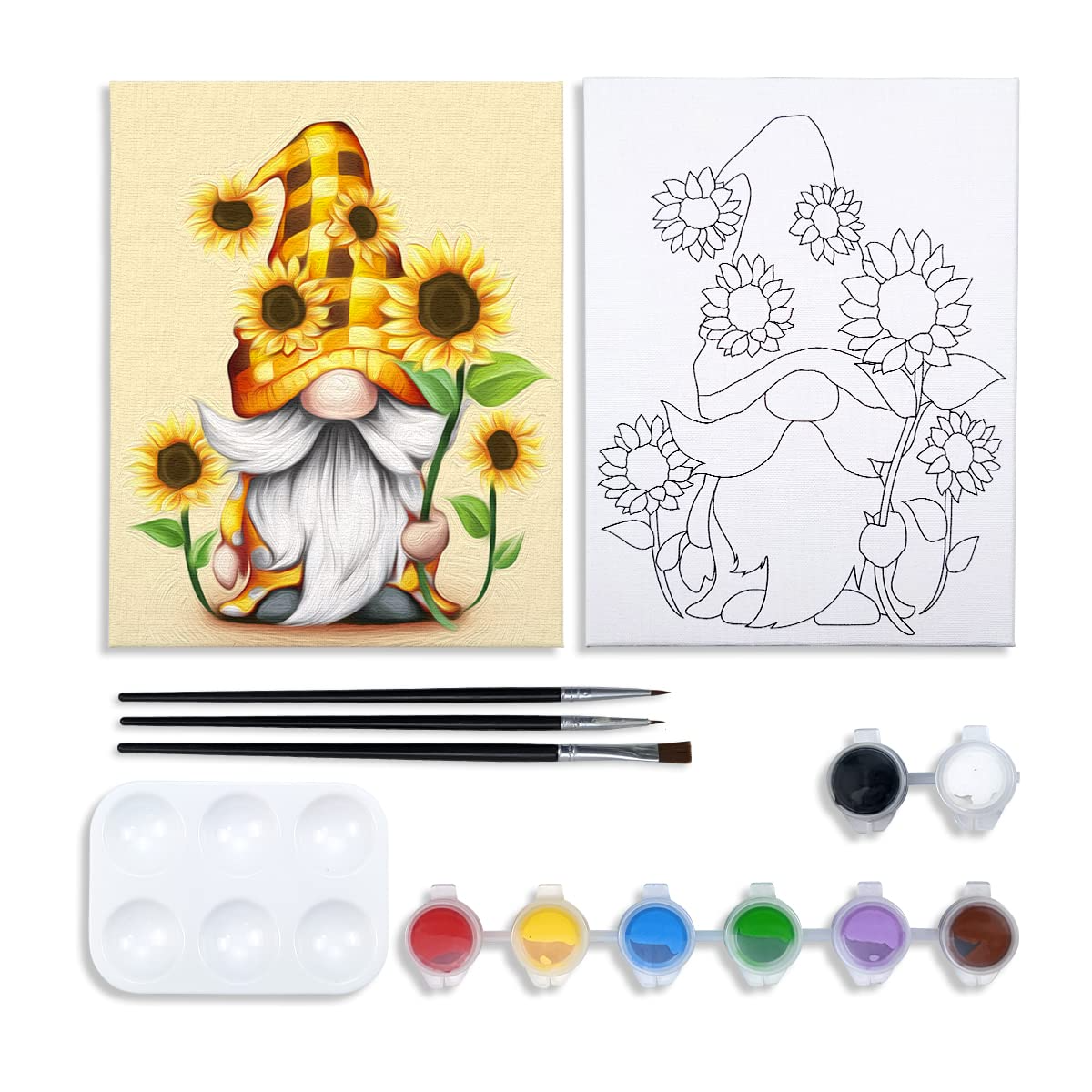 Sunflower Gnome Paint Party Kits Pre Drawn Canvas Paint and Sip for Ad