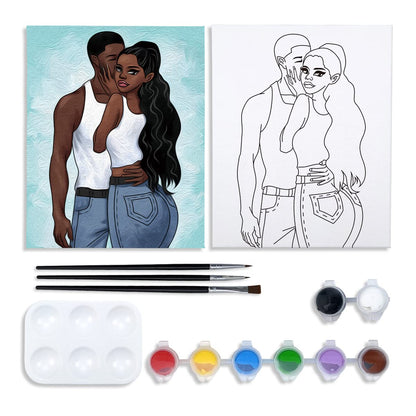 Couples Paint Party Kits Pre Drawn Canvas Paint and Sip for Adults