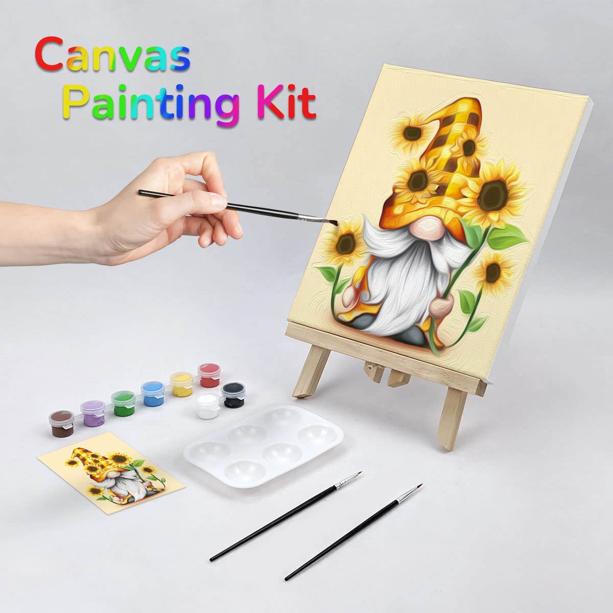 VOCHIC Canvas Painting Kit Pre Drawn Canvas for Painting for Adults Party  Kits Paint and Sip Party Supplies 8x10 Canvas to Paint 8 Acrylic Colors,3