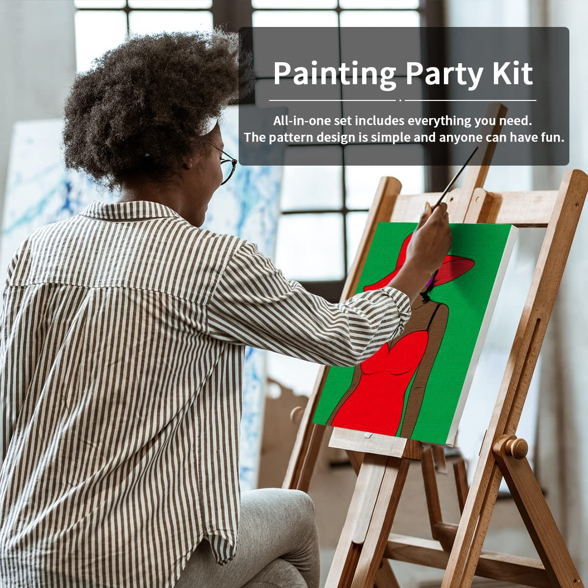 Ladies Paint Party Kits Pre Drawn Canvas Paint and Sip for Adults