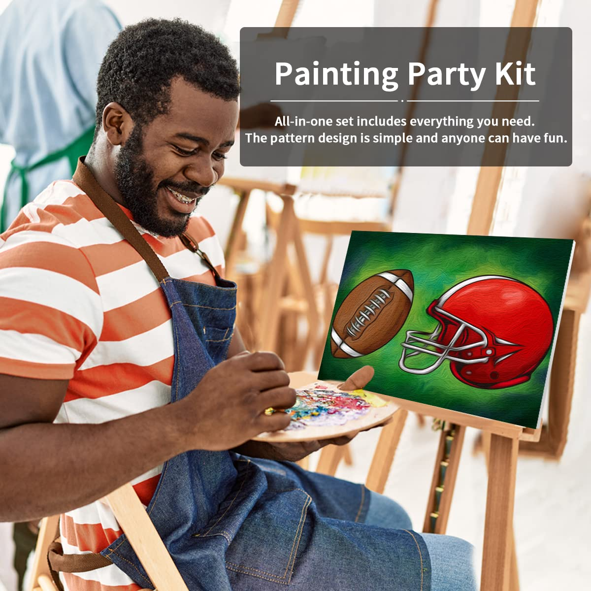Rugby Paint Party Kits Pre Drawn Canvas Paint and Sip for Adults