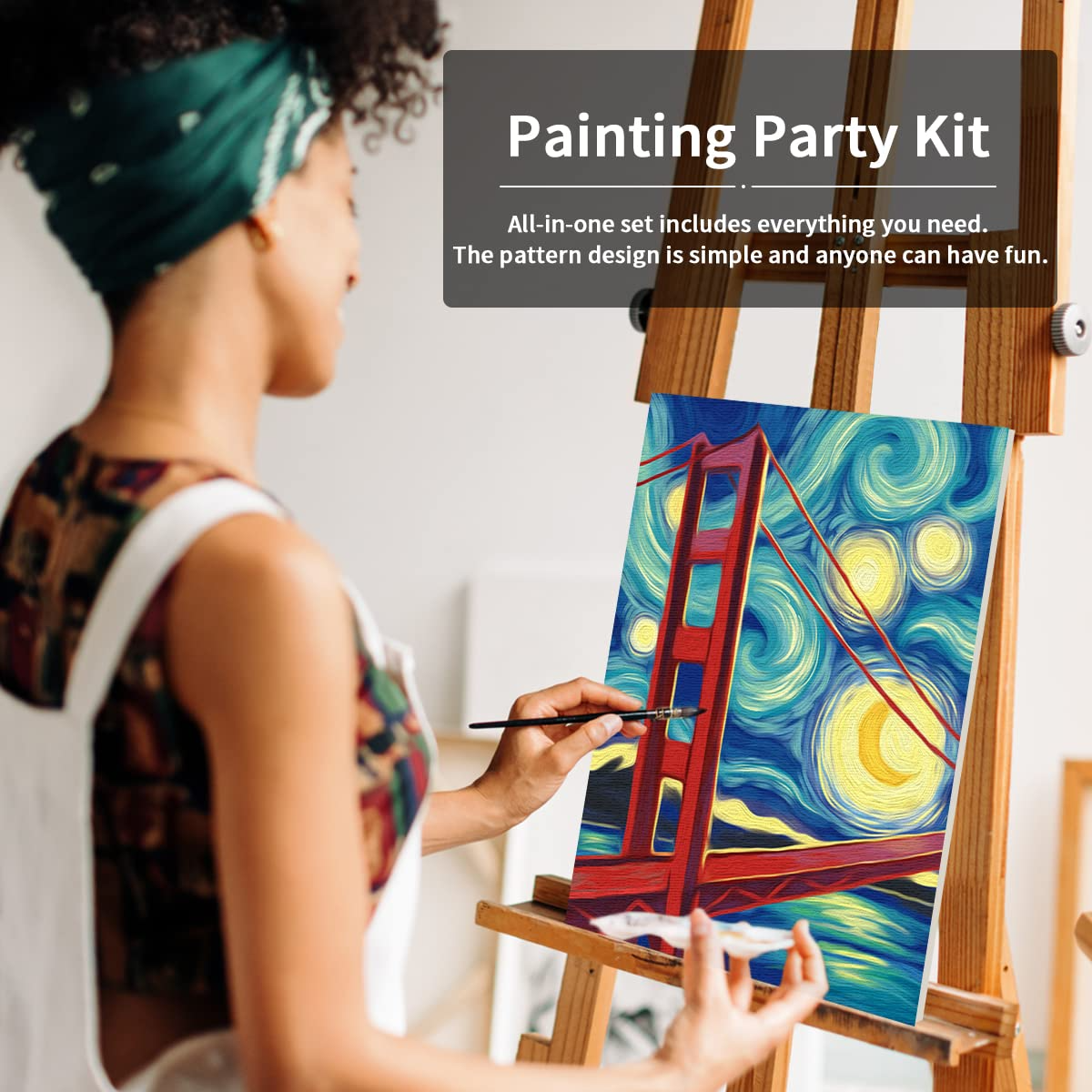 Golden Gate Bridge Paint Party Kits Pre Drawn Canvas Paint and Sip for Adults