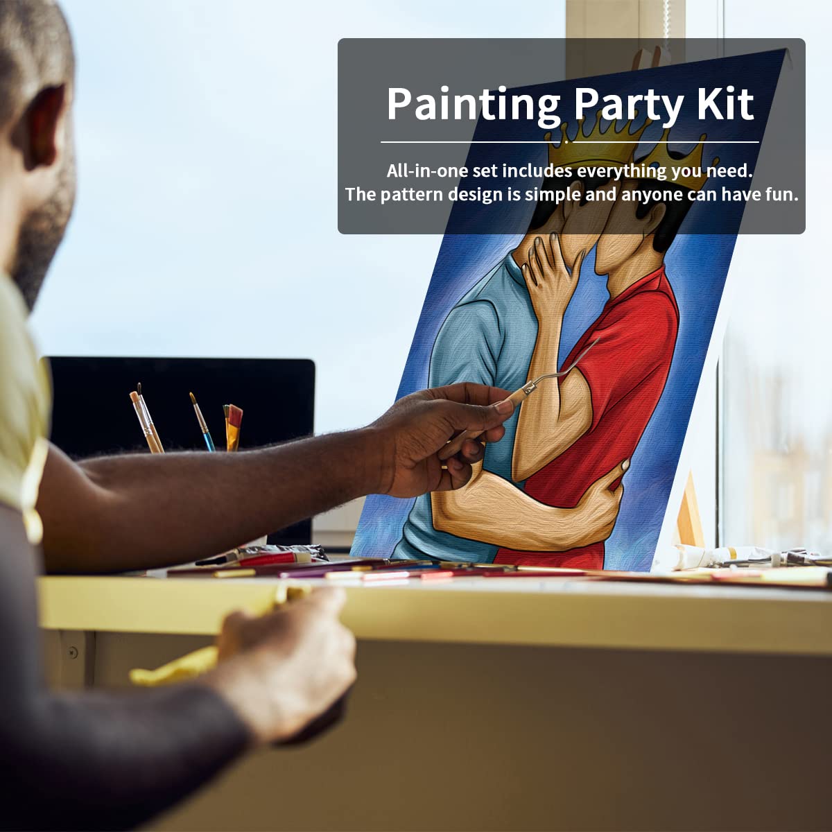 VOCHIC Canvas Painting Kit Pre Drawn Canvas for Painting for Adults  Painting Party Kits Paint and Sip Party Supplies 8x10 Canvas to Paint 8  Acrylic