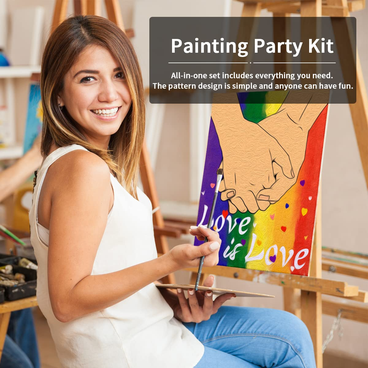 LGBT Gay Pride Paint Party Kits Pre Drawn Canvas Paint and Sip for Adults