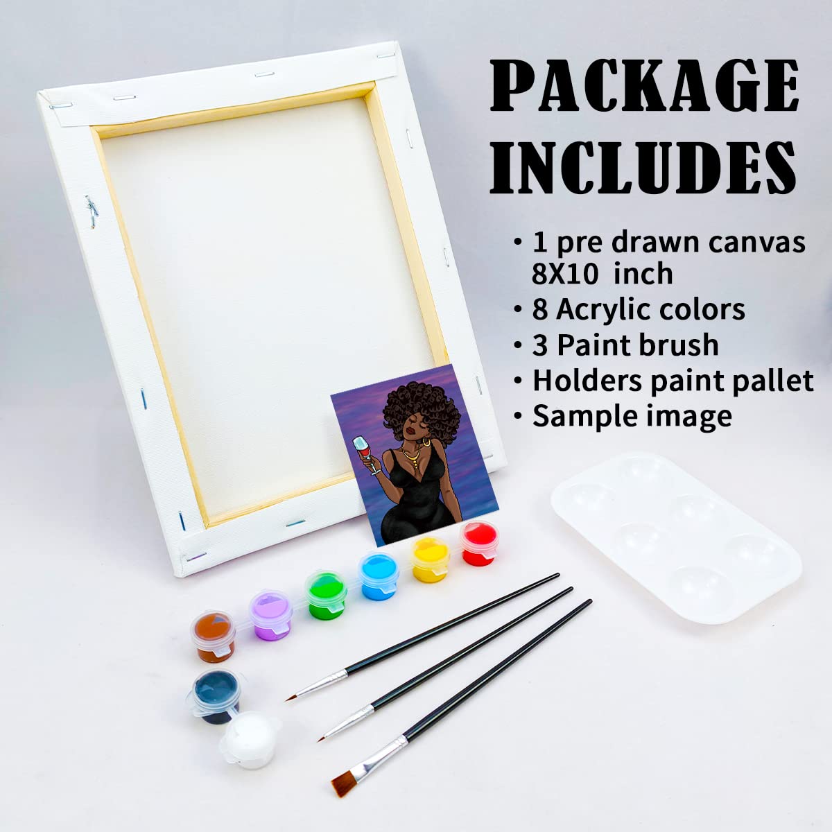 Chic Girl Paint Party Kits Pre Drawn Canvas Paint and Sip for Adults