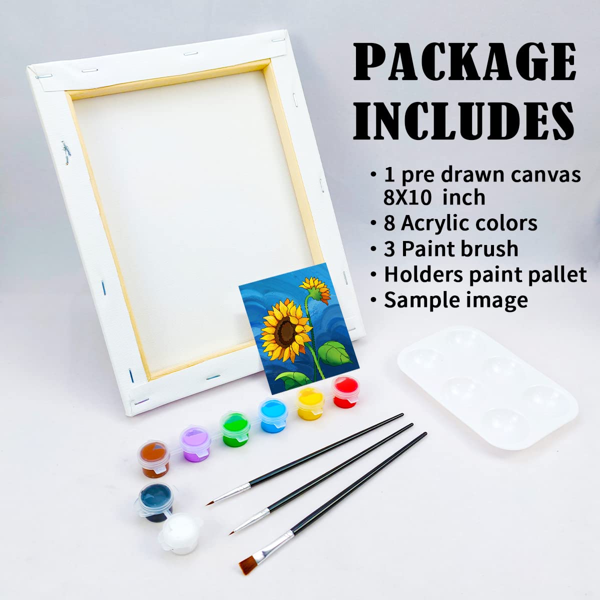 Sunflower Paint Party Kits Pre Drawn Canvas Paint and Sip for Adults