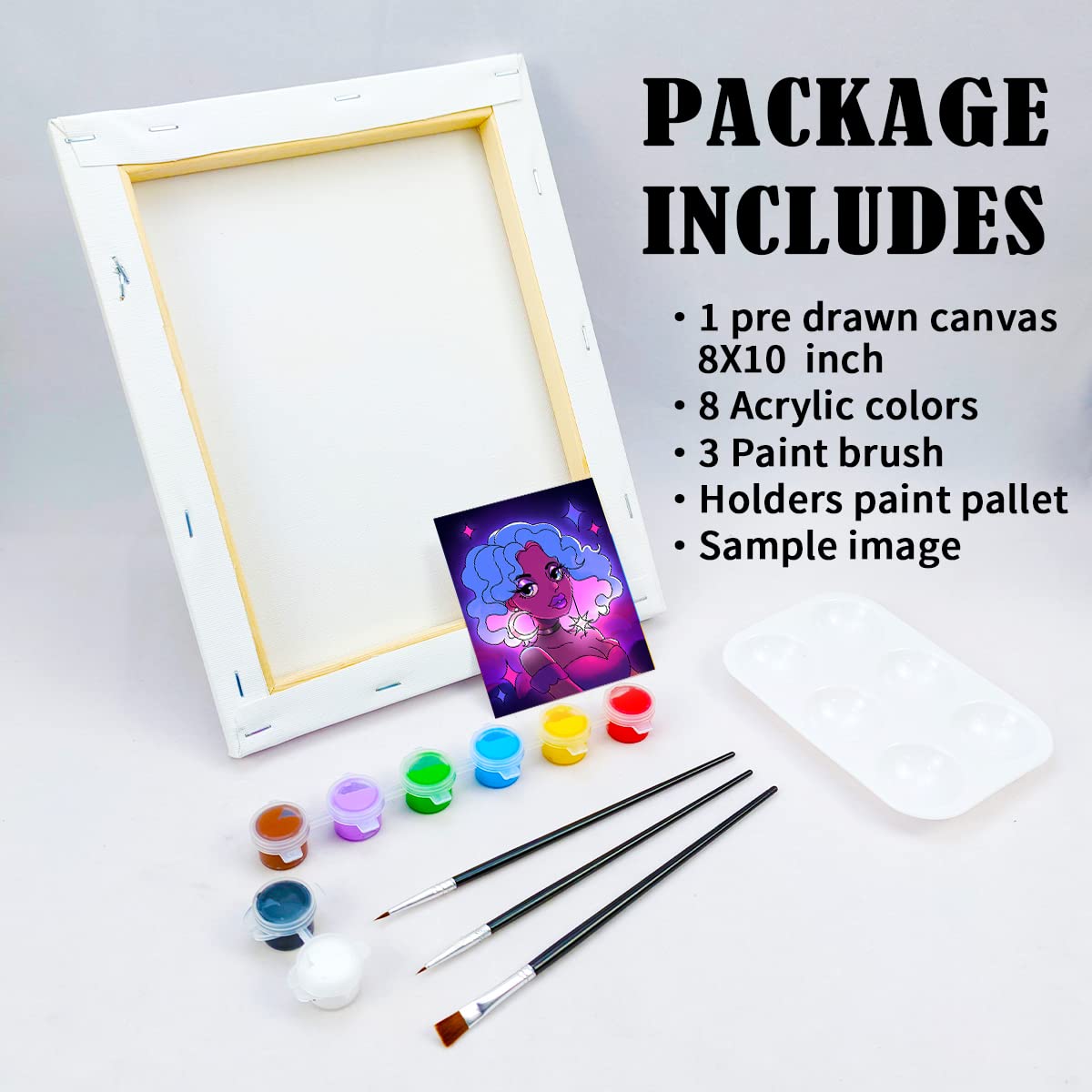 Starry Girl Paint Party Kits Pre Drawn Canvas Paint and Sip for Adults